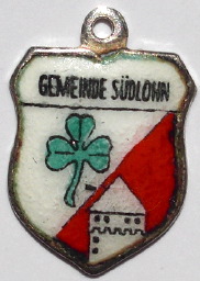 GEMEINDE SUDLOWN, Germany - Vintage Silver Enamel Travel Shield Charm - Click Image to Close